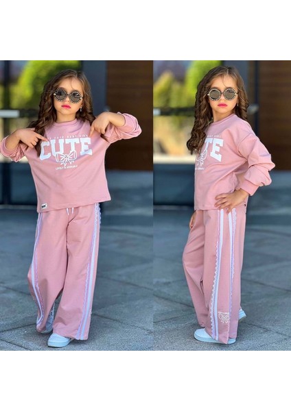 5-14 Yaş Kız Cute Baskılı Eşofman Takım- 6415500 - Pembe