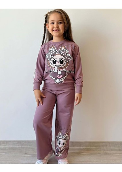 3-10 Yaş Labubu Kız Eşofman Takım- 8186245 - Gül Kurusu