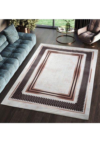 Kadife Dokulu, Lastikli, Sünger Apreli, Kaymaz, Yıkanabilir Modern Desenlerde Halı Örtüsü - 6 M2