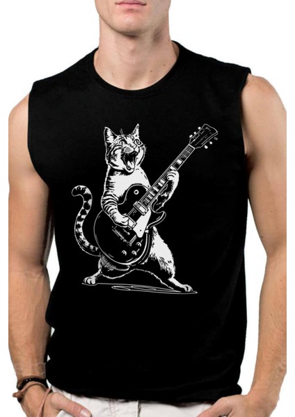 Sarman Rock Siyah Kesik Kol | Kolsuz Erkek Tshirt | Atlet