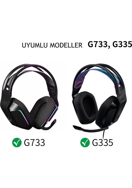 Logitech G733 Uyumlu Kulaklık Pedi Süngeri Yedek Köpük Kulak Pedleri Minder Yastık Logitech G 733 G335 K/da Lightspeed Kablosuz Oyun Kulaklığı ile Uyumlu Ped Earpad