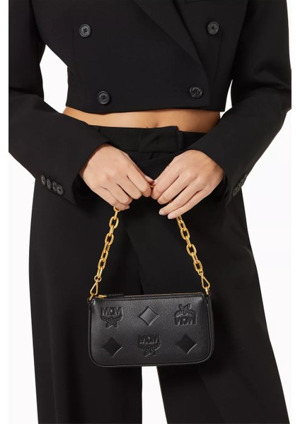 Aren Maxi Monogram Deri Çapraz Çanta Siyah, Zincir & Ayarlanabilir Askılı, Lüks Tasarım fiyatları