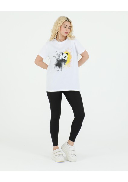 Panda Baskılı Tshirt Beyaz fiyatları