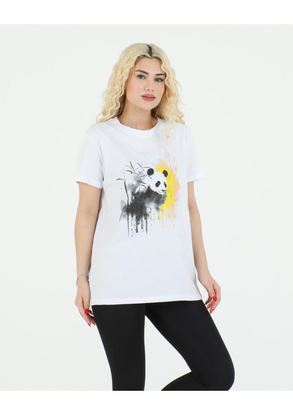 Panda Baskılı Tshirt Beyaz modelleri