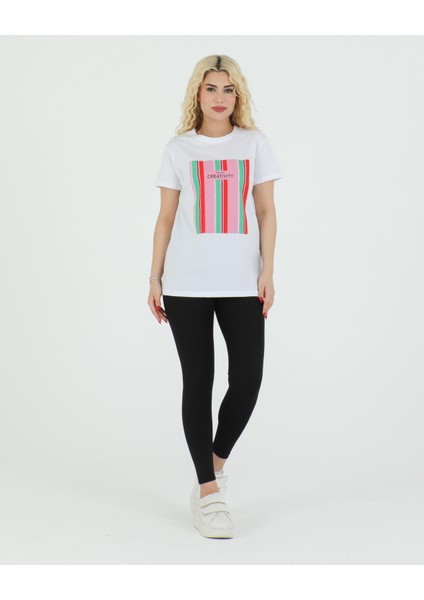 Creativity Baskılı Tshirt Beyaz fiyatları
