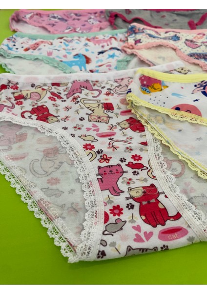 Kız Çocuk Elastan Emprime Bato Külot 6'lı Paket-Renkli fırsatları