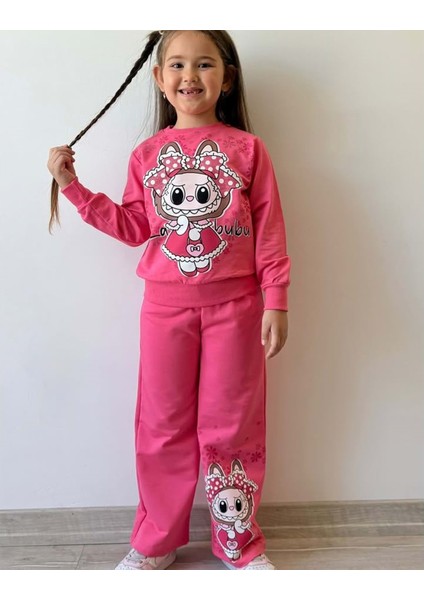 3-10 Yaş Labubu Kız Eşofman Takım- 8186245 - Pembe