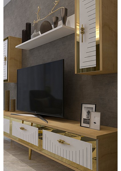 TVR1801DBG- Tuna Tv Ünitesi 180CM Safirmeşe- Beyaz- Gold modelleri