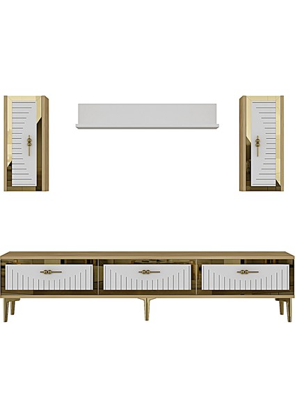 TVR1801DBG- Tuna Tv Ünitesi 180CM Safirmeşe- Beyaz- Gold fırsatları