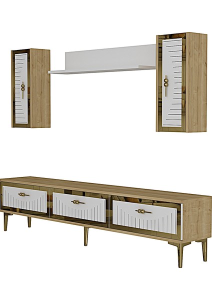 TVR1801DBG- Tuna Tv Ünitesi 180CM Safirmeşe- Beyaz- Gold