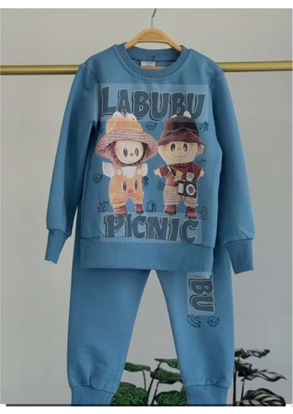 3-10 Yaş Erkek Labubu Eşofman Takım- 8189245 - Mavi