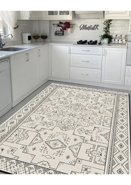 Drom Dokuma Taban Makinede Yıkanabilen Kilim Kaymaz Şönil Nordic Modern Halı