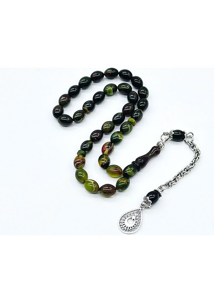 Bol Hareli Sıkma Ateş Kehribar Tesbih