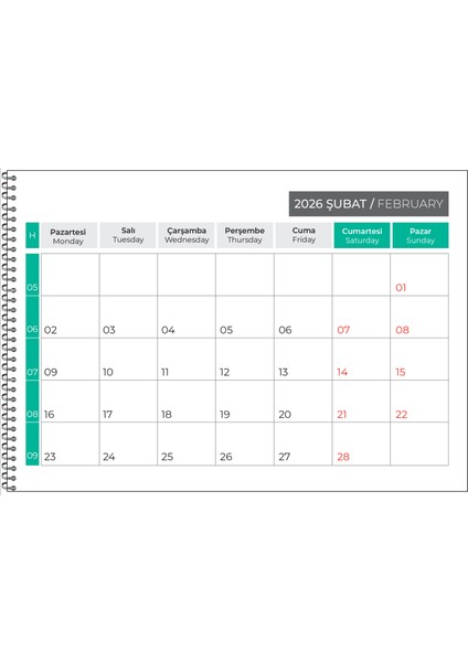 2026 Masaüstü Defter Planlama TAKVİMİ-23X33 cm fiyatları
