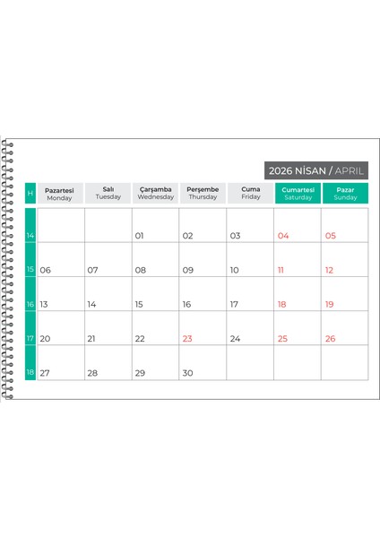 2026 Masaüstü Defter Planlama TAKVİMİ-23X33 cm fırsatları