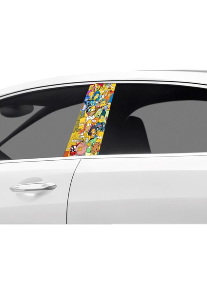Araç Kapı Direk Kaplama Folyosu Simpsonlar Desenli (Sağ Sol Takım) (2 Adet) - 22X50 cm