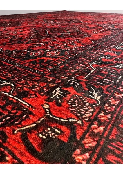 Drom Dokuma Taban Makinede Yıkanabilen Kilim Kaymaz Şönil Bordo Otantik Halı indirimleri