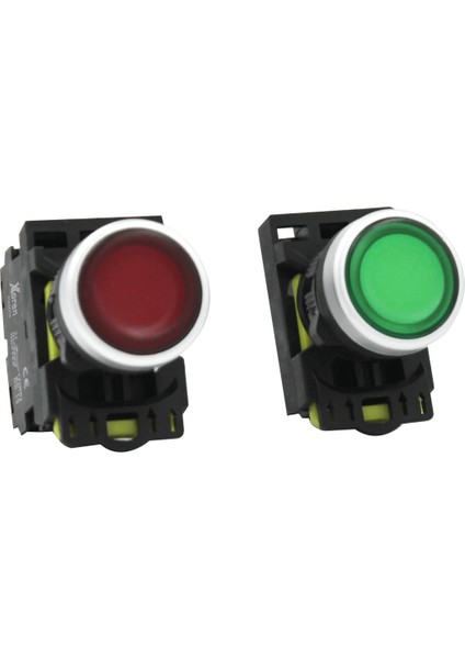 1no Kalıcı Yaylı Buton Led'li Yeşil (10 Adet)