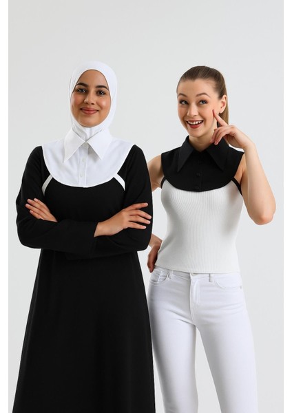 Mırach 2'li Paket Mini Gömlek Yakası - Siyah ve Beyaz | Içlik Gömlek Pratik Yaka Çıkarılabilir fiyatları