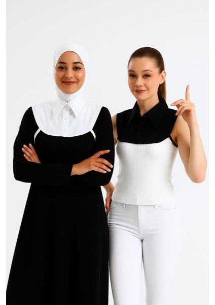 Mırach 2'li Paket Mini Gömlek Yakası - Siyah ve Beyaz | Içlik Gömlek Pratik Yaka Çıkarılabilir modelleri