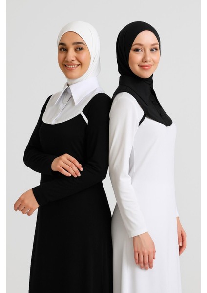 Mırach 2'li Paket Mini Gömlek Yakası - Siyah ve Beyaz | Içlik Gömlek Pratik Yaka Çıkarılabilir indirimleri