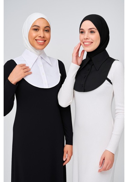 Mırach 2'li Paket Mini Gömlek Yakası - Siyah ve Beyaz | Içlik Gömlek Pratik Yaka Çıkarılabilir