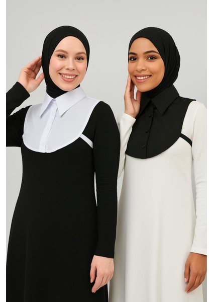 Mırach 2'li Paket Mini Gömlek Yakası - Siyah ve Beyaz | Içlik Gömlek Pratik Yaka Çıkarılabilir