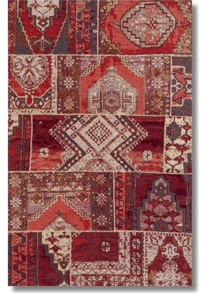 Drom Dokuma Taban Makinede Yıkanabilen Kilim Kaymaz Şönil Patchwork Vintage Halı