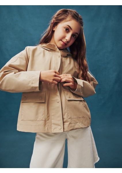 Kız Çocuk Krem Anorak Ceket