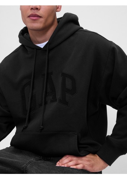 Erkek Siyah Heavyweight Oversized Logo Sweatshirt modelleri