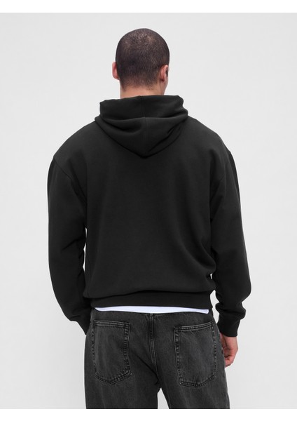 Erkek Siyah Heavyweight Oversized Logo Sweatshirt fırsatları