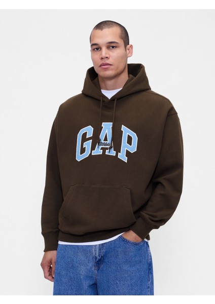Erkek Kahverengi Heavyweight Oversized Logo Sweatshirt