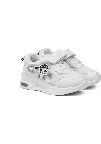 Unisex Bebe Beyaz Işıklı Figürlü Cırtlı Sneaker Günlük Spor Ayakkabı
