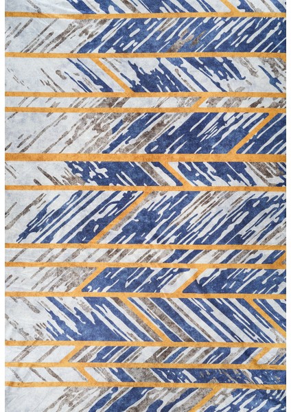 Kadife Dokulu, Lastikli, Sünger Apreli, Kaymaz, Yıkanabilir Modern Desenlerde Halı Örtüsü - 6 M2