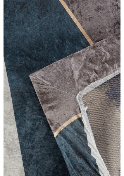 Kadife Dokulu, Lastikli, Sünger Apreli, Kaymaz, Yıkanabilir Modern Desenlerde Halı Örtüsü - 6 M2 fırsatları