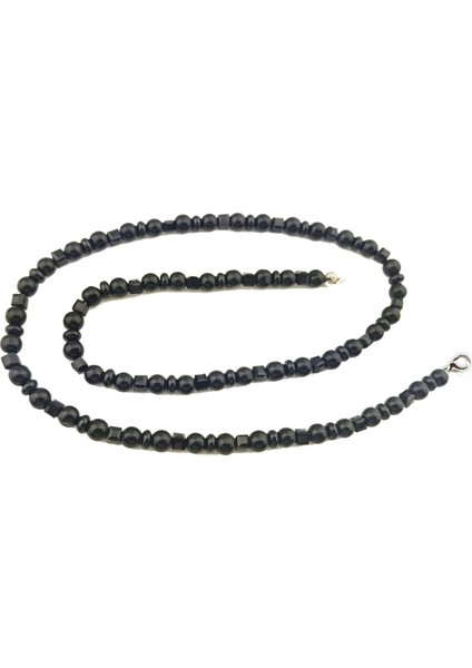 Gümüş Klipsli Siyah Parlak Oniks Doğaltaş Erkek Kolye