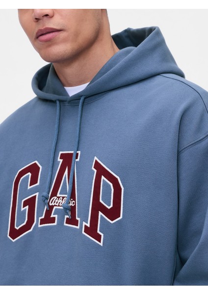 Erkek Mavi Heavyweight Oversized Logo Sweatshirt modelleri