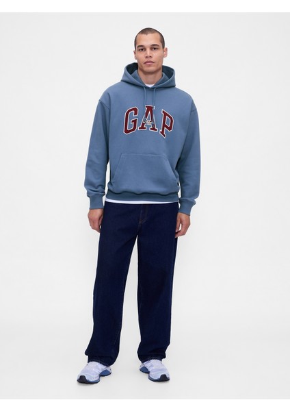 Erkek Mavi Heavyweight Oversized Logo Sweatshirt indirimleri