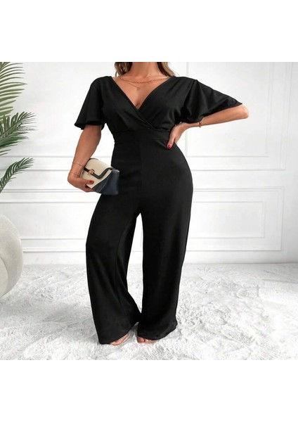 Kadın Kısa Kollu Kruvaze Yaka Irt Dekolteli Pegasus Kumaş Tulum fiyatları