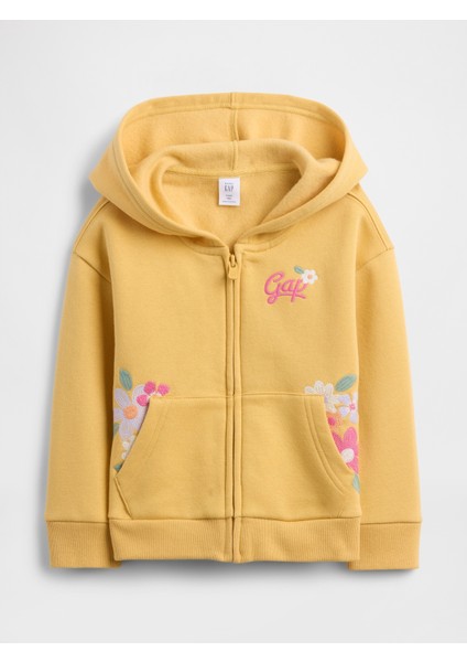 Kız Bebek Hardal Gap Logo Fermuarlı Sweatshirt