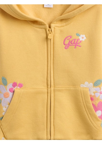 Kız Bebek Hardal Gap Logo Fermuarlı Sweatshirt fiyatları