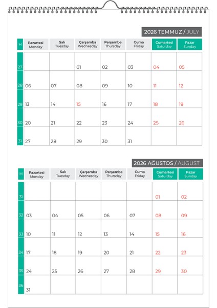 2026 Duvar Planlama TAKVİMİ-33X48 Cm-6 Sayfa fırsatları