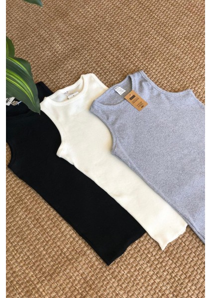 Mırach 3'lü Paket Kalın Askılı Fitilli Basic Atlet - Siyah, Beyaz ve Gri fırsatları