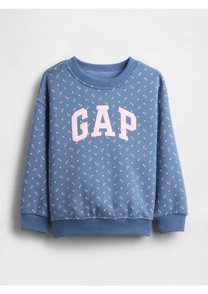 Kız Bebek Mavi Vintage Yumuşak Logo Sweatshirt