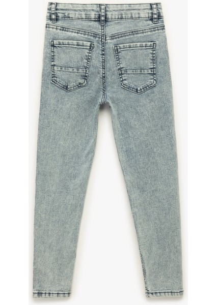 Beli Ayarlanabilir Lastikli Pamuklu Dar Paça Denim Pantolon - Slim Jean fiyatları
