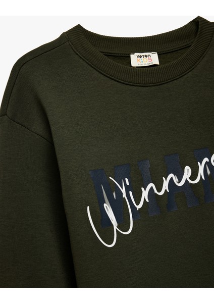 Baskılı Uzun Kollu Bisiklet Yaka Şardonlu Sweatshirt modelleri
