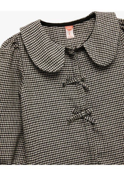 Pamuklu Uzun Kollu Balon Kollu Kareli Bebe Yaka Gömlek modelleri