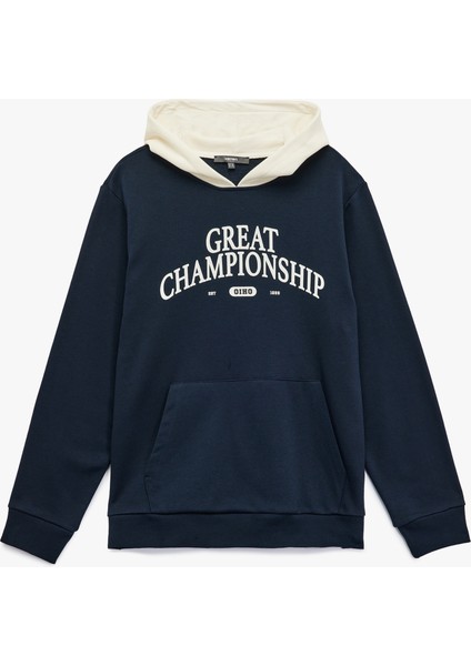 Kanguru Cepli Uzun Kollu Baskılı Şardonlu Renk Kontrastlı Kapşonlu Sweatshirt modelleri