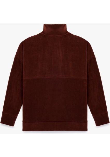 Oversize Uzun Kollu Yarım Fermuarlı Şardonlu Polar Sweatshirt fiyatları