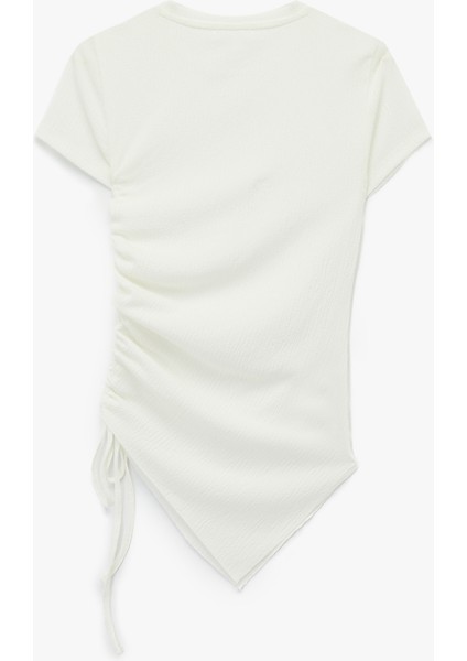 Slim Fit Kısa Kollu Büzgülü Bisiklet Yaka Bürümcük Tişört fiyatları